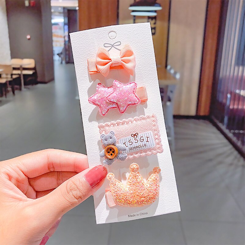 3Pcs Meisje Haarspelden Kinderen Cartoon Bloem Haarspelden Haarspeldjes Meisjes Mooie Kleuren Hair Clips Kids Baby Zoete Haaraccessoires: 01 4pcs