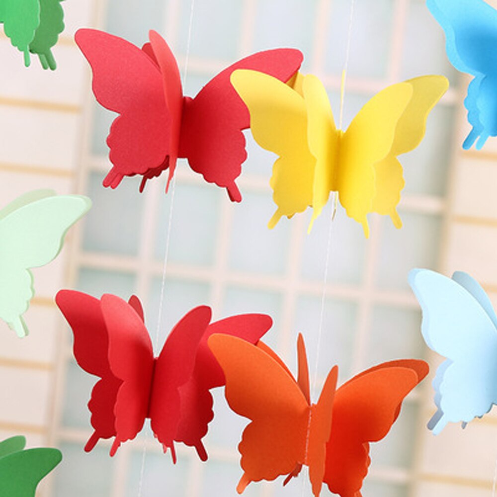 3D Paper Butterfly Garland Buntings for Wedding Party Birthday Festival Diy Banner Hanging Decorations 3D Paper Butterfly String