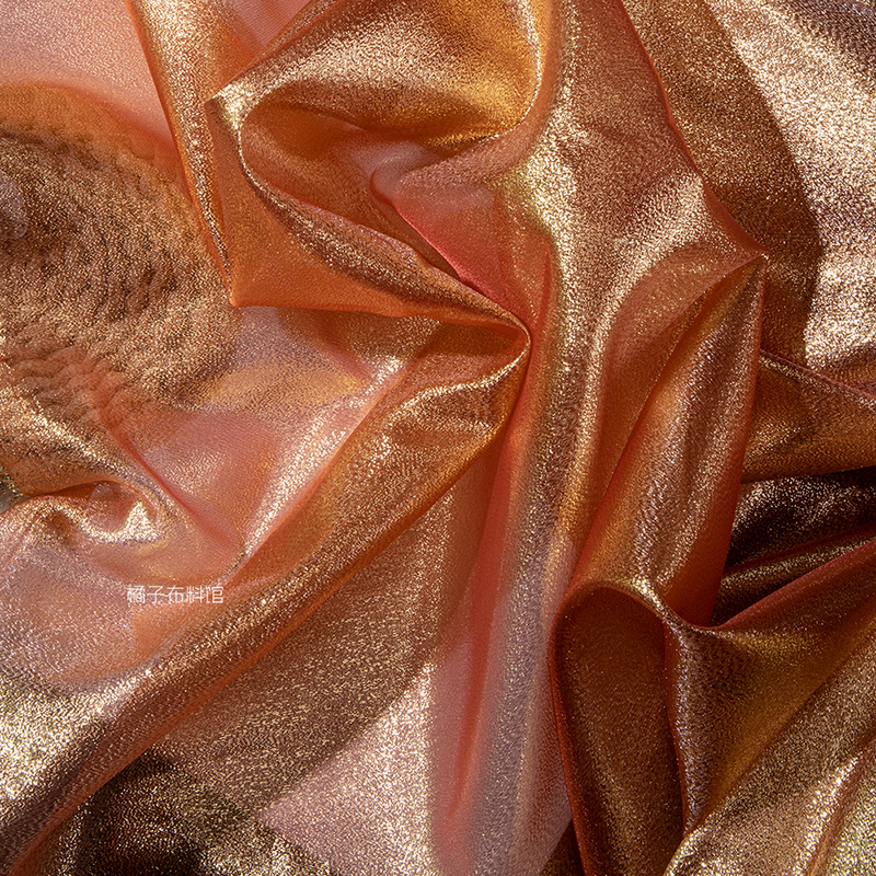 Gradiënt Organza Zijden Gordijn Gouden Bruiloft Kleuterschool Kleding Jurk Creatieve Podiumstof Achtergrondstof: Rood