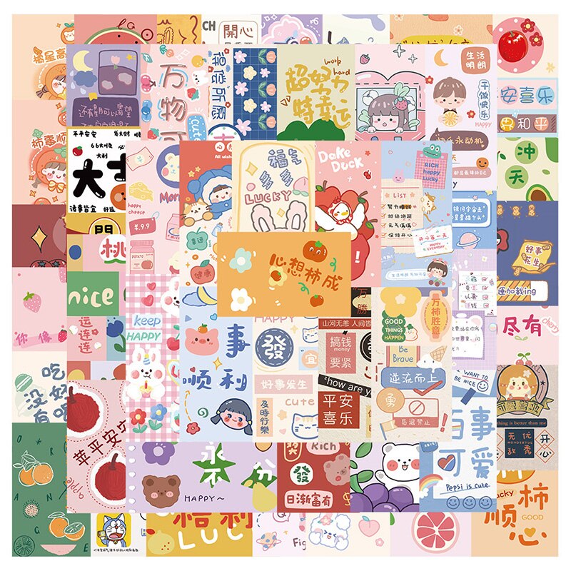 Autocollants pour téléphones portables, boîte de voyage, voiture, fruits, légumes, animaux, dessin animé mignon, DIY bricolage, paquet d'autocollants créatifs, décoration de la maison: Daily Life A-50pcs