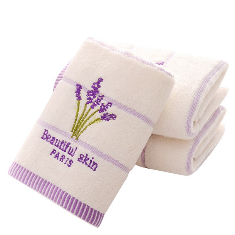 Urijk 1pc Embroidery Lavender Towel High Absorbent Towels Cotton Face Towels Bath Towel For Adults Washcloths