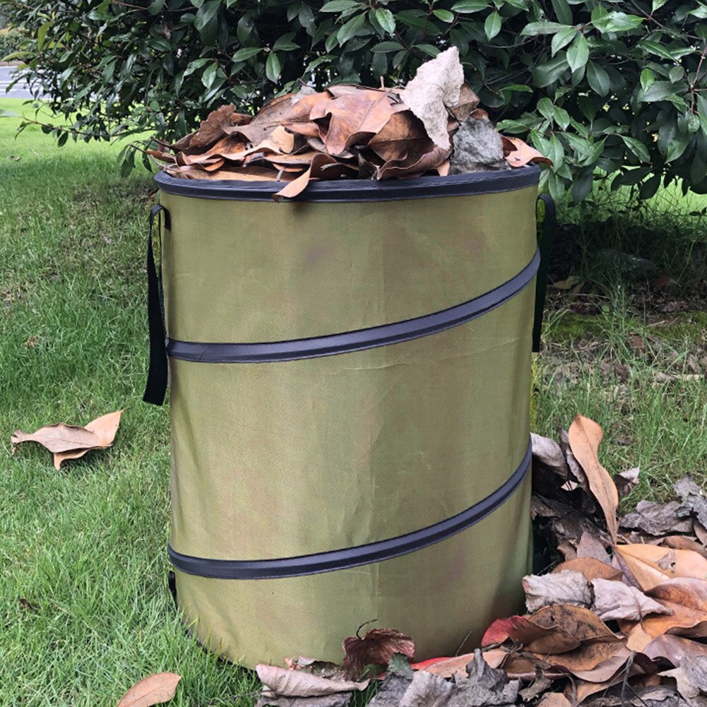 Oxford klud med håndtag sammenklappelig container blad skraldespand 10 gallon havearbejde baggård hjem frigivelse spænde bærbart affald
