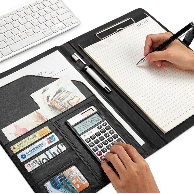 multi-function portable Filing folder A4 portfolio Memo pad holder manager sales Padfolio with calculator magnetic clasp 1308C