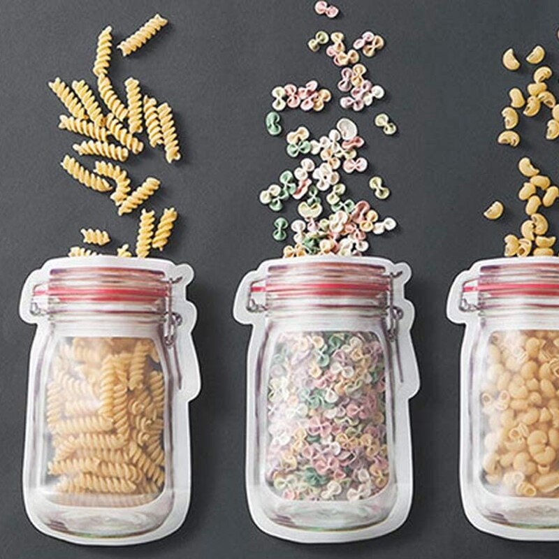 Mason jar lynlås poser snack sandwich lynlås lukning poser genanvendelige lufttætte forsegling opbevaringsposer lækagesikre madspareposer