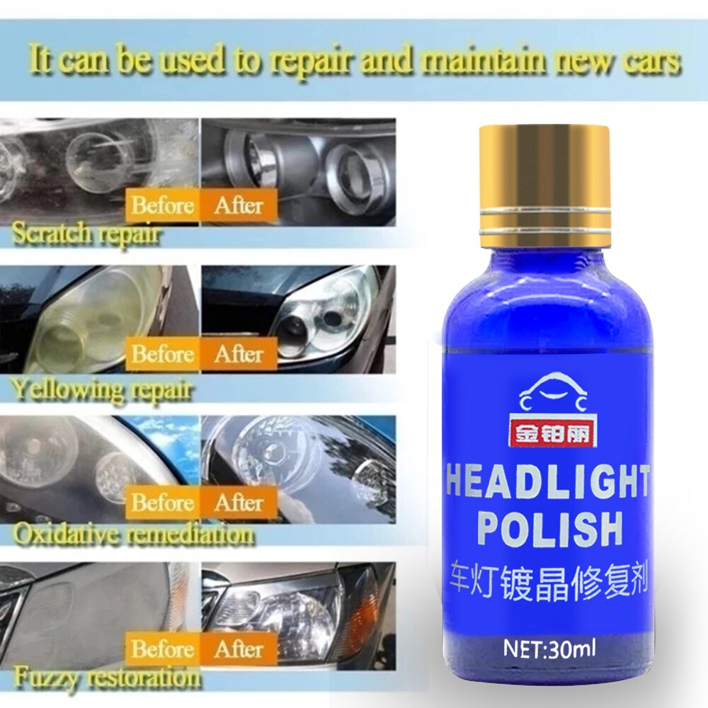 30ml auton kiillotus ajovalojen korjaus kunnostus nestemäinen auton valokorjausaine ikkunalasien puhdistusaine ajovalojen korjaus