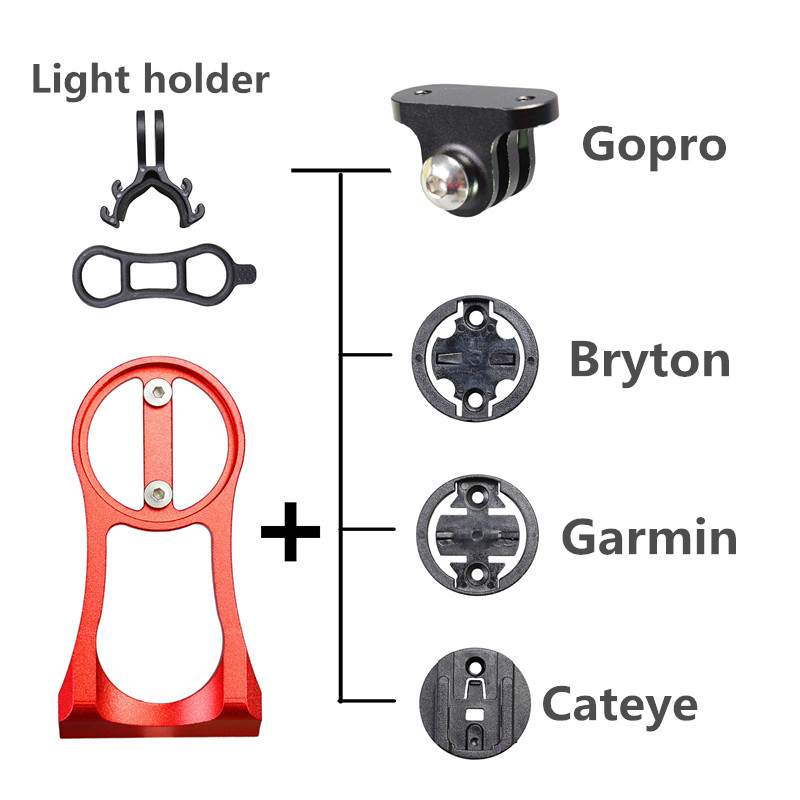 3 in 1 cykelcomputer holder holder forlygte klemme cykel styr udvidelsesbeslag adapter til garmin edge gps til gopro hero
