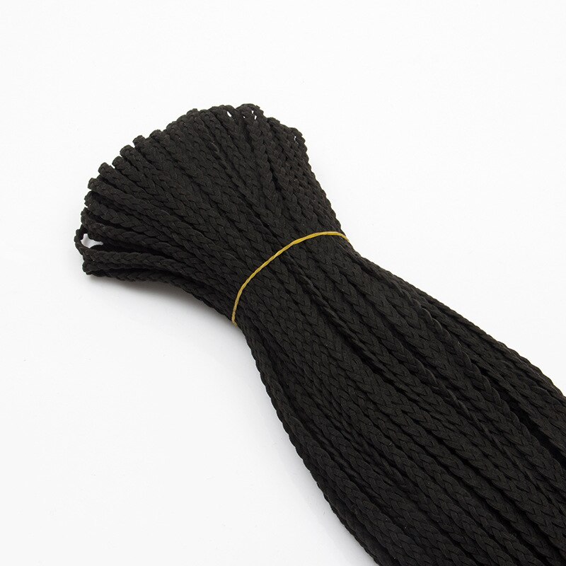 Cuerda trenzada de cuero de terciopelo para manualidades, cuerda de 5mm x 3 yardas para pulsera artesanal, collar, cadena de joyería, accesorios de decoración: black
