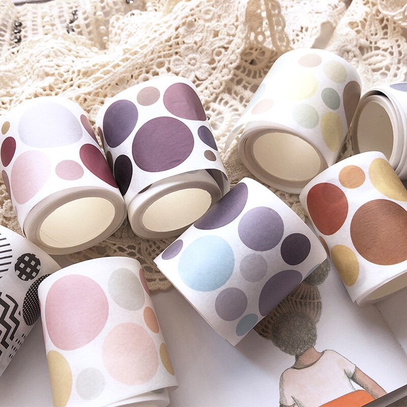 1 Roll/pc Round Circle Washi Masking Tape 5.3cmx5m Adhesive Masking Tape DIY Decoration Journal Scrapbook Stikcers Washi Tape