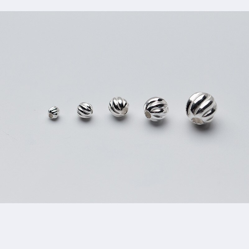 5 unids/lote 925 onda de plata espaciador abalorios redondos 3mm 4mm 5mm 6mm hecho a mano decoración cordón materiales de fabricación de la joyería DIY