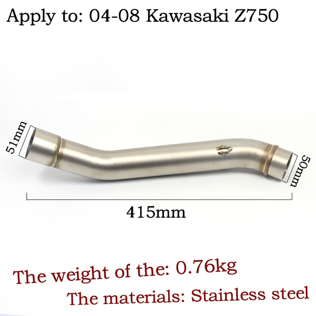 Ligne d&#39;échappement avec Tube collecteur central, adaptateur de 51MM, pour KAWASAKI Z750 Z 750 2004 - Z800 Z 800 -: B Z750
