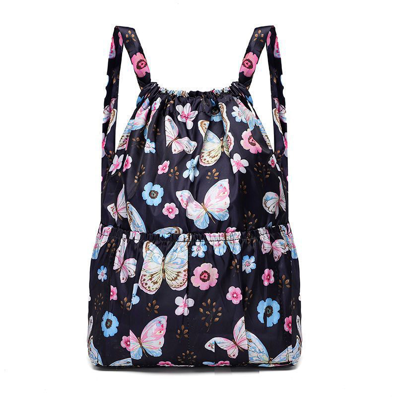 Lightweight Large Capacity Backpack Women Drawstring Strap Pocket Large Capacity Drawstring Travel Bag Fitness Sports Bag: WHITE