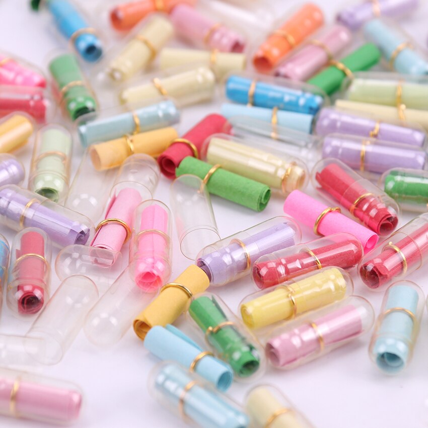 Mini cápsulas de mensajes para parejas, 50 Uds., papel de escritura de sobre en blanco, colorido, , papelería