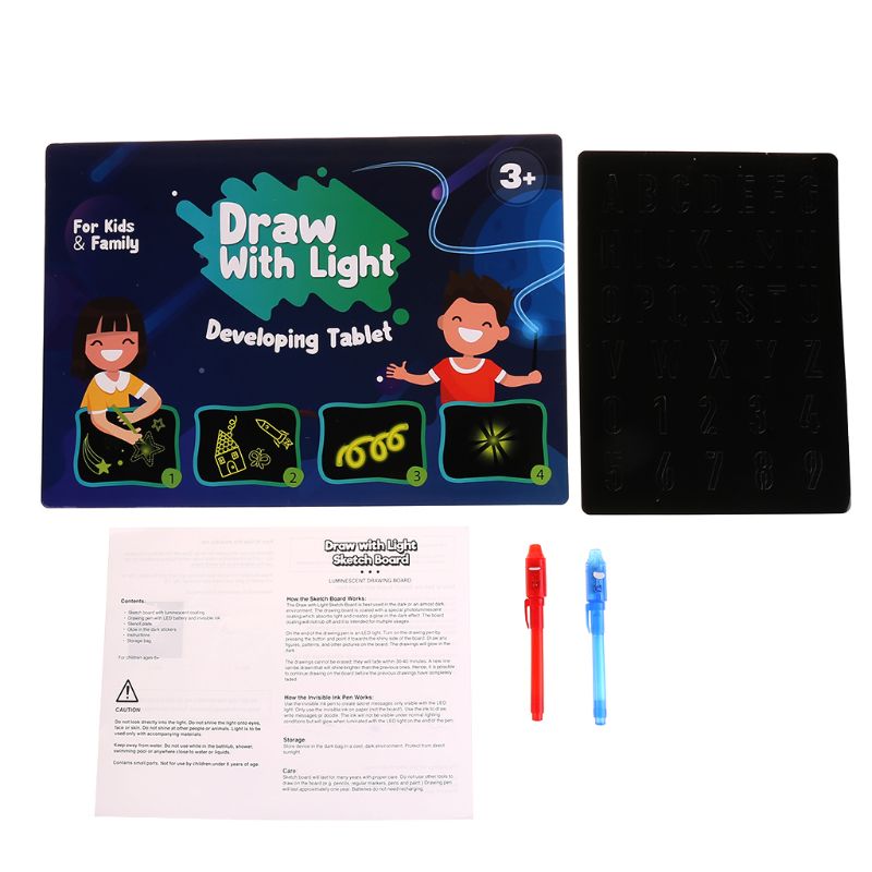 Bambini Fluorescente Tavolo da disegno Magico Disegnare con la Luce Divertimento Lo Sviluppo di Regalo Del Giocattolo: A3-blu
