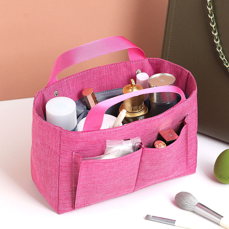 PURDORED 1 Pc Women Large Capacity Cosmetic Bag Handbag Inner Bag Multi-pockets Storage Makeup Bag Organizer Luggage Bags