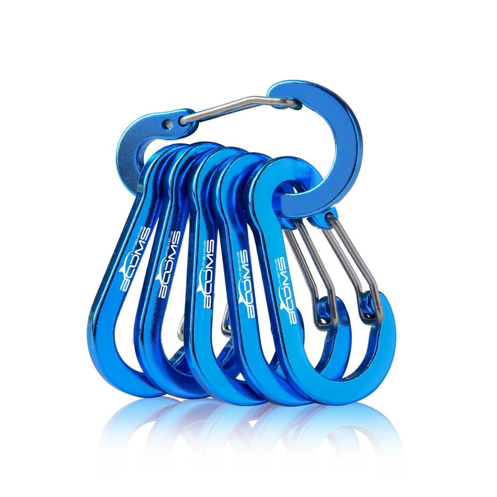 Ausleger Angeln CC1 Stahl Kleine Karabiner Clips draussen Camping Multi Werkzeug Angeln Acessories 6 stücke: blau