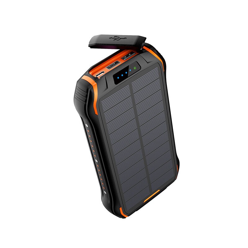 26800mAh Solar Power Bank Fast Qi Wireless Charger For iPhone Samsung Powerbank External Battery Portable Poverbank Flashlight: Orange