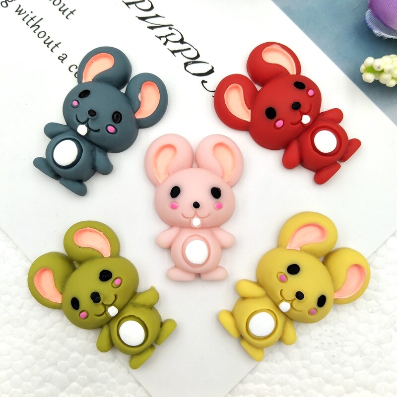 10pcs Mixed hand painted mouse resin flat back Cabochons Embellishments Accessories DIY Hair Bows Center: Mixed
