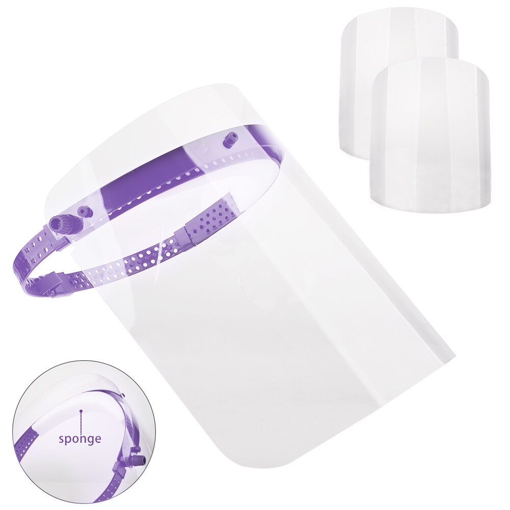 Transparent Protect Mask Splashproof Prevent Mist Full Face Safety Mask Kitchen Laboratory Safety Masks fishing hat: Purple 