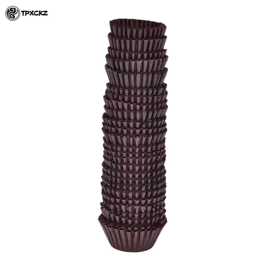 500 stk mini størrelse chokalade papir liners bage muffin kage papir kopper kage forme cupcake tilfælde ensfarvet fest bakke kageform