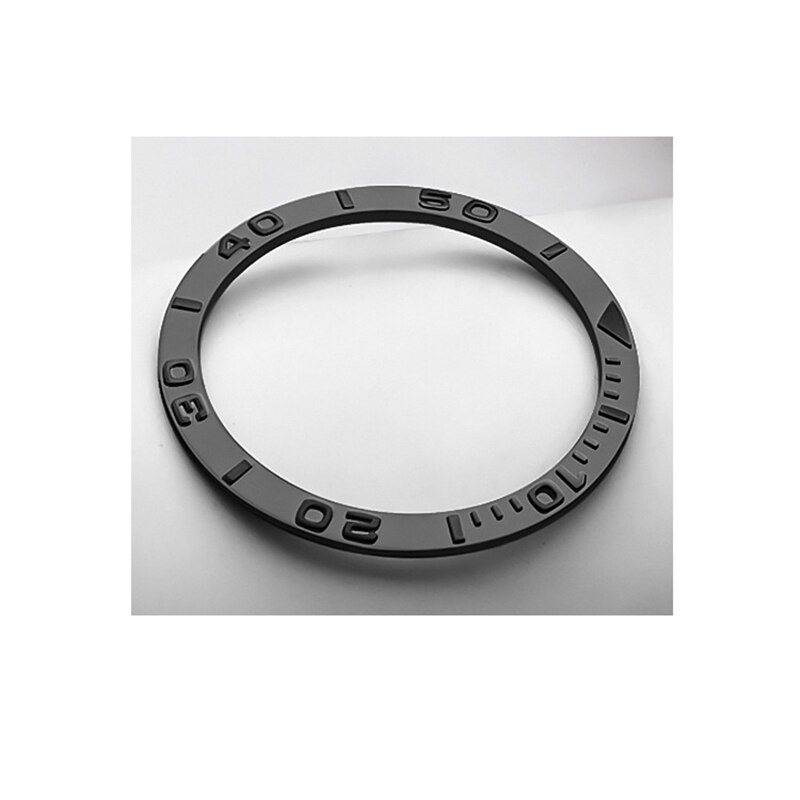 Accesorios de plata y negro para reloj, anillo a prueba de agua de Zirconia, anillo de cerámica con forma de boca, anillo de escala de cerámica, Unisex 38*31,8*1,2mm: black