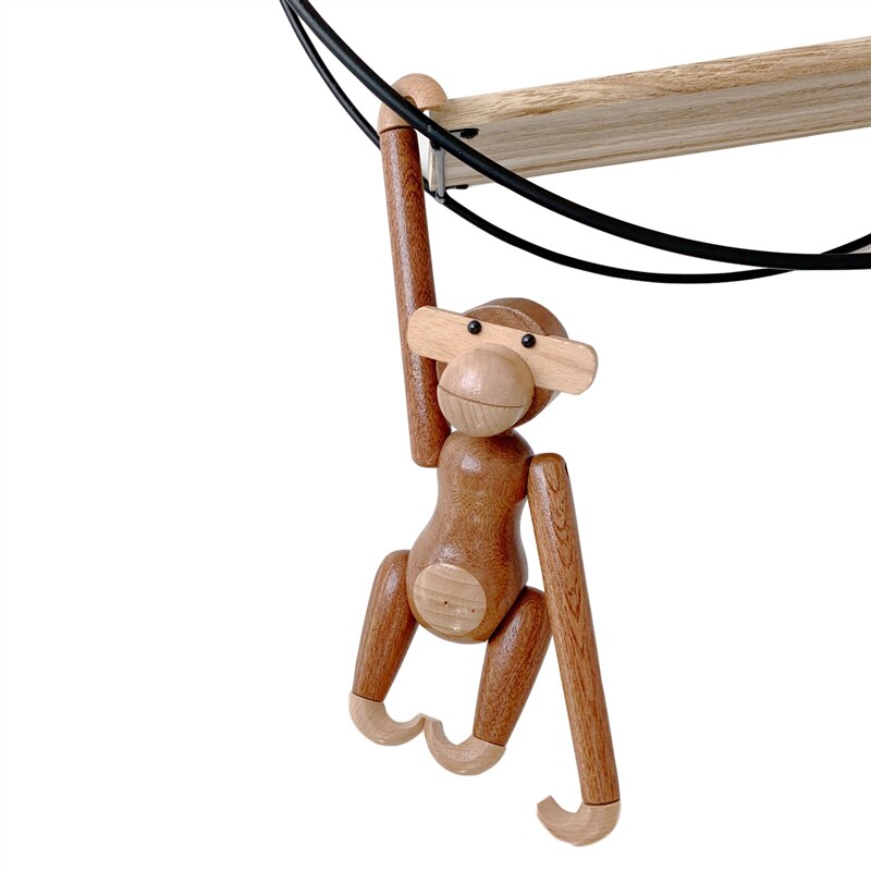Mono danés de madera maciza decoraciones de estilo nórdico Genji Animal Log colgante mono de pared muebles para el hogar