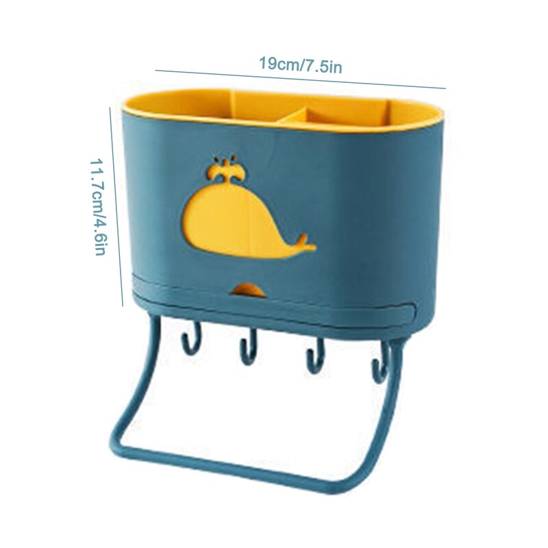 Multi-use Kitchen Organizer Wall Mounted Utensil Rack Flatware Drying Rack Sink Caddy with Hooks &amp; Towel Rack Punch-free