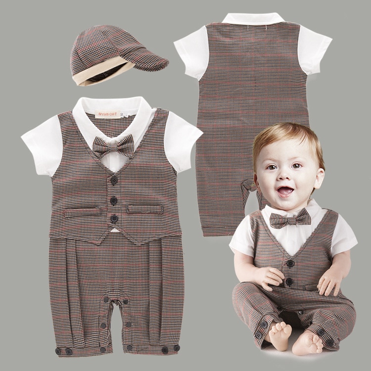 Kids Jongen Formele Party Gentleman Rompertjes Outfit Zomer Herfst Kinderen Jongens Korte Mouw Rompertjes Kleding Outfits Kleding