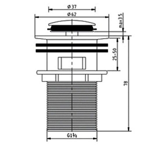 THGS-enchufe emergente de 8 cm para lavabo automático, sin desbordamiento
