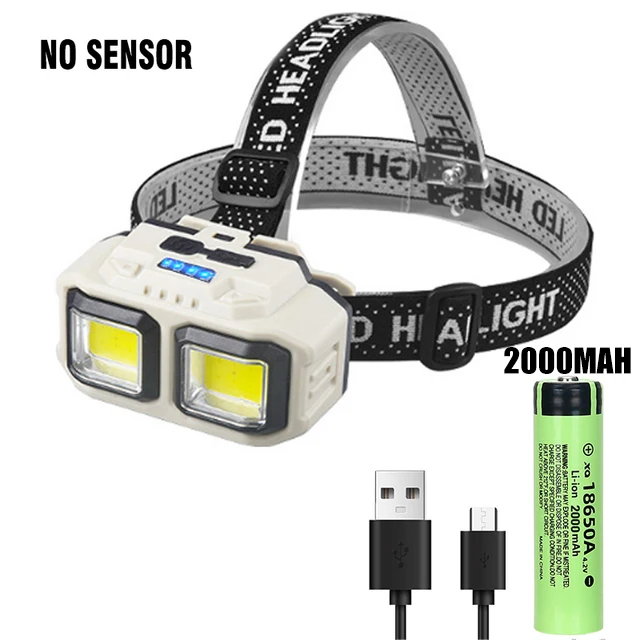 Linterna frontal LED potente, 4 modos de iluminación, recargable por USB, superbrillante, para exteriores, Camping, pesca, Faro de emergencia: Rojo