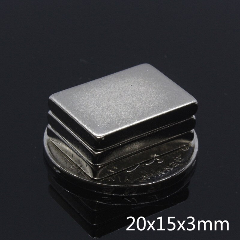 5Pcs 20X15X3 Mm N35 Super Sterke Krachtige Blok Permanente Magneten Cuboid Zeldzame Aarde Neodymium Magneet voor Craft Gallium Metaal