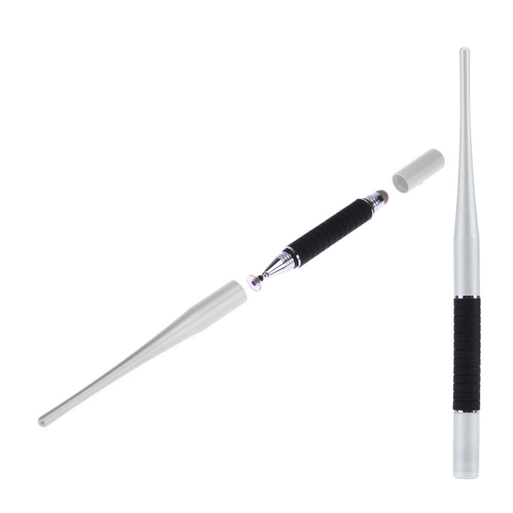 Universal 2 In 1 Capacitive Pen Touch Screen Drawing Pen Stylus Pens for Smartphone for iPhone for iPad Tablet PC: Silver