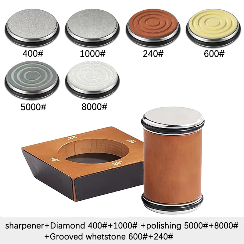 4-Winkel-Rollmesserschärfer-Set zum Schärfen von Rollermessern mit gerader Kante und Industrie-Diamanten, Schleifstein, Kochmesser-Set: Navy Blau