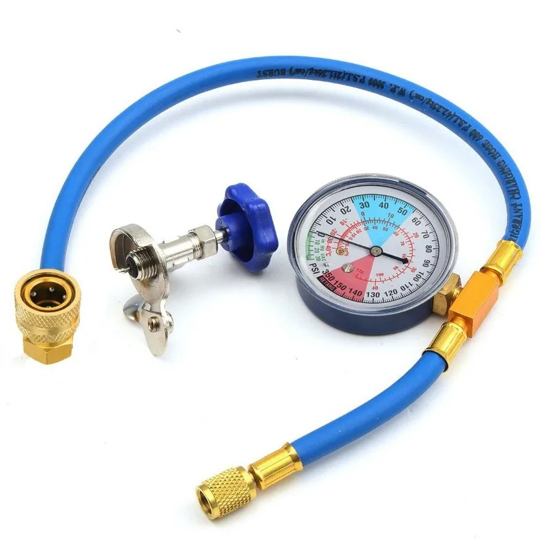 Tuyau de mesure de Recharge de réfrigérant R134A pour climatisation de voiture, avec manomètre, Kit de mesure, outil de réparation