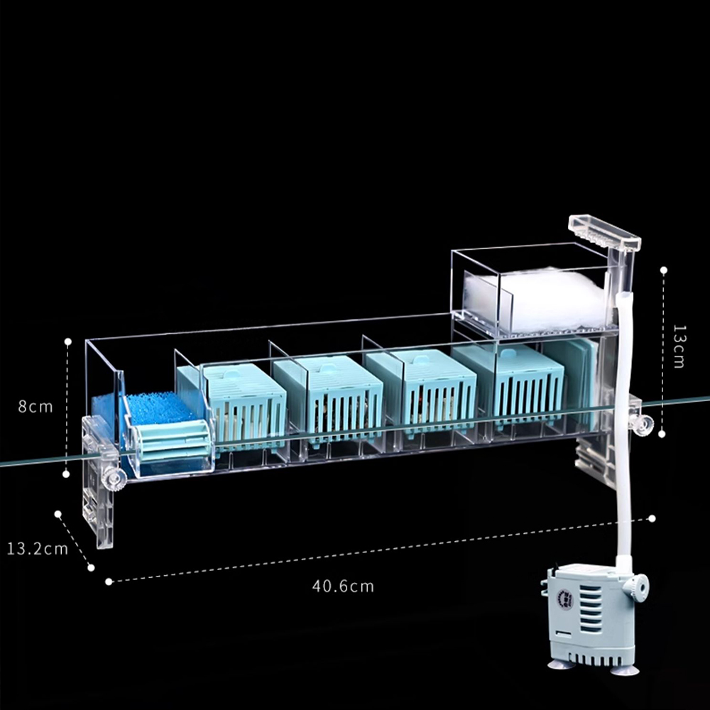 Aquarium Wall-Mounted Waterfall Filter Roller, ,Circulating Oxygen genation,Multi-Layer Fish Tank Top Filter
