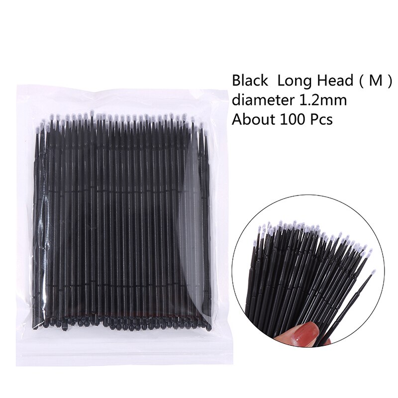 100 Stks/pak Wattenstaafje Microbrushes Wimper Extension Duurzaam Micro Individuele Applicators Wattenstaafje Wegwerp Make-Up Kwasten: BKM