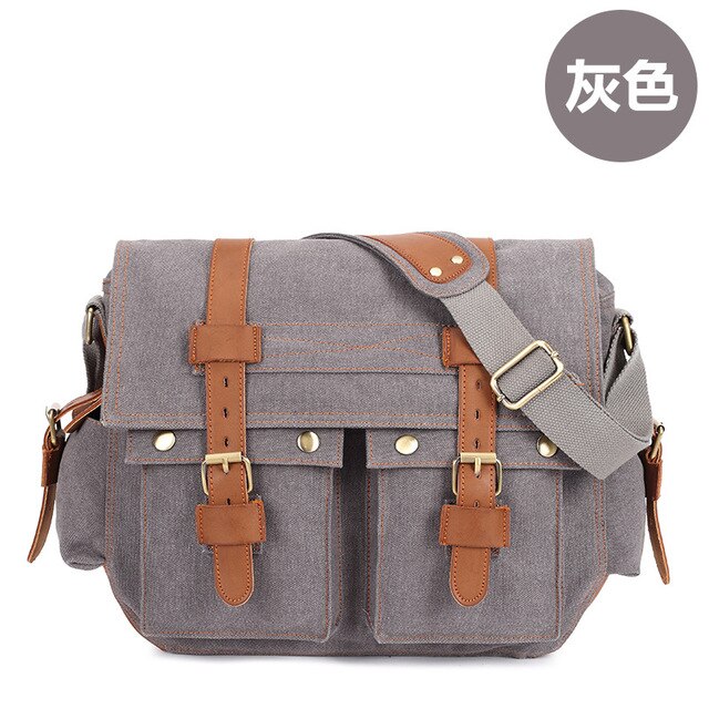 Kucko-Bolso de hombro clásico de lona para hombre, bandolera de mensajero, bolsa de pecho antiarañazos para deportes al aire libre, bolsa de viaje informal: grey