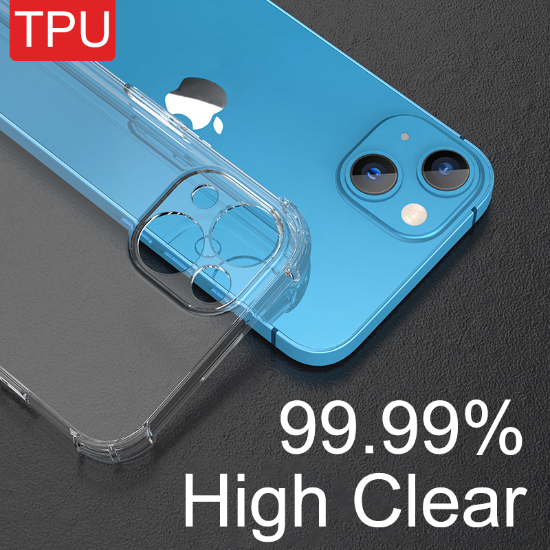 1.5mm Dikke Schokbestendige Clear Case Voor iPhone 15 Plus Transparante Fundas Voor iphone 11 12 13 mini 14 15 Pro Max Soft Cover Cases