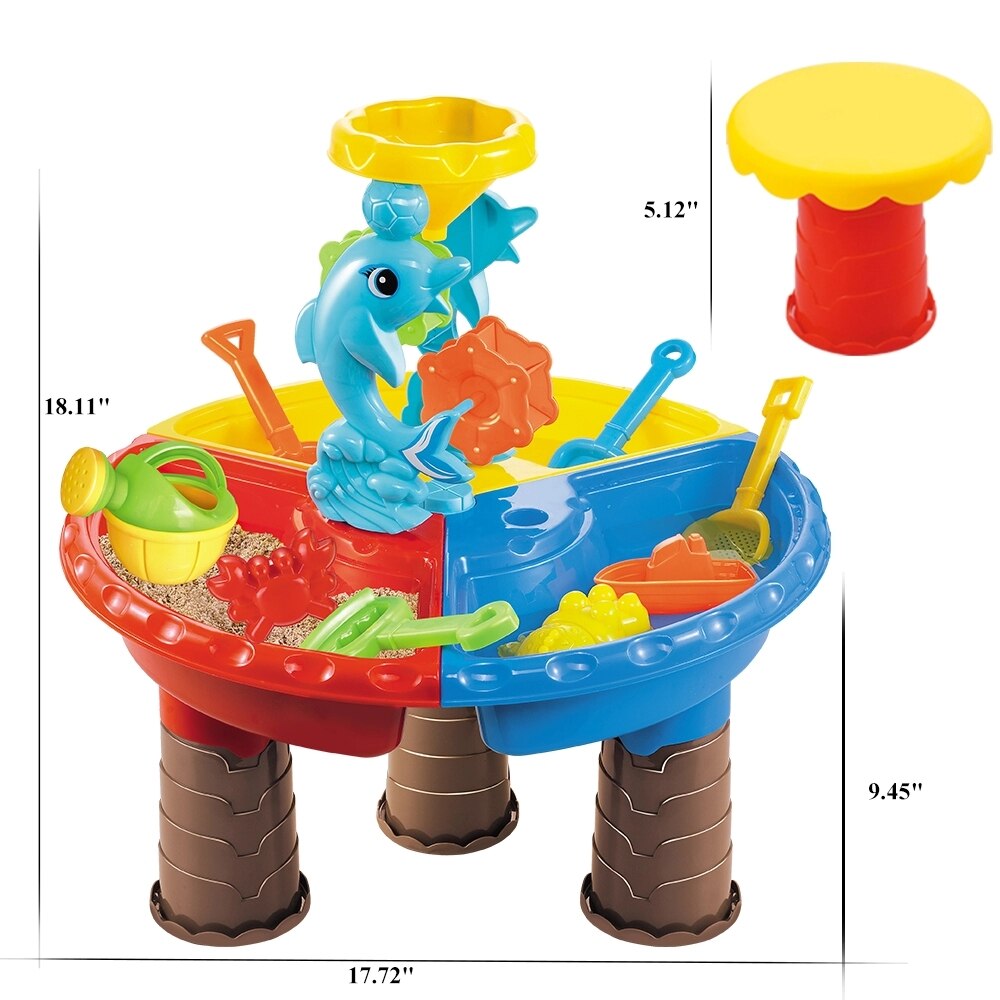 12 Stuks 3-In-1 Zand Water Activiteit Ronde Tafel Strand Speelgoed Strand Zand Speelgoed Set Met Activiteit zand Water Tafel Outdoor Speelgoed Voor Kinderen