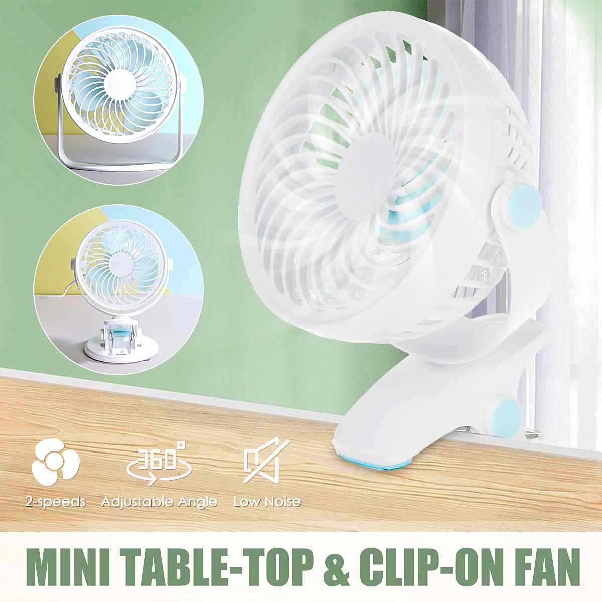 Mini Draagbare Ventilator 2 Speed Verstelbare Fans Home Bureau Reizen Usb Opladen Handheld Luchtkoeler Clip Fan Desktop Tafel fan