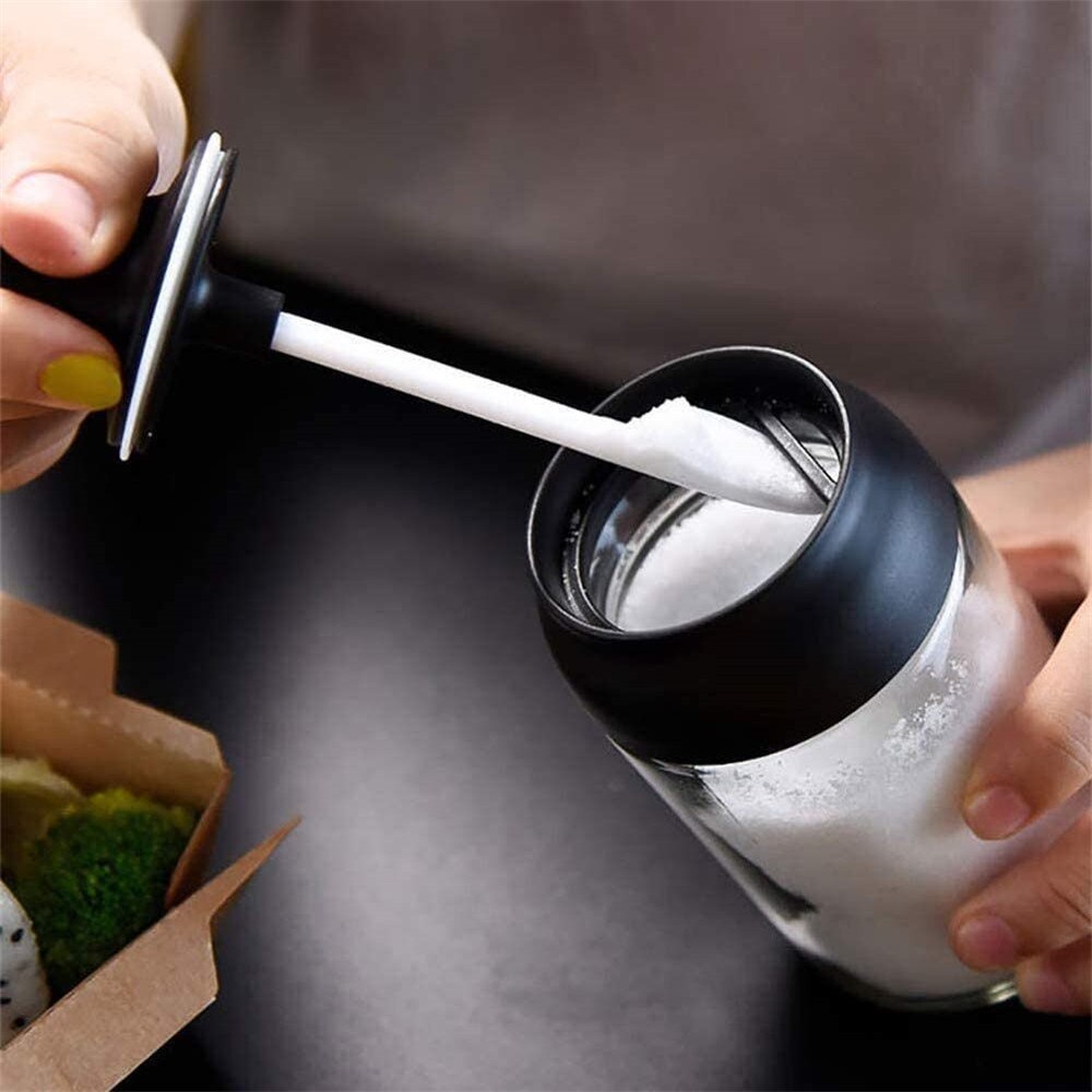 3 st kryddflaskor set glaskryddor förvaringsbehållare kryddkruka kryddburk med sked honungskruka oljeborsteflaska