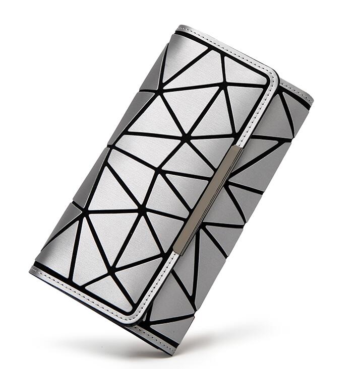 Maelove geometry wallet handbag noctilucent female hologram Clutch purse Matt Color/luminous wallet: matt color silver