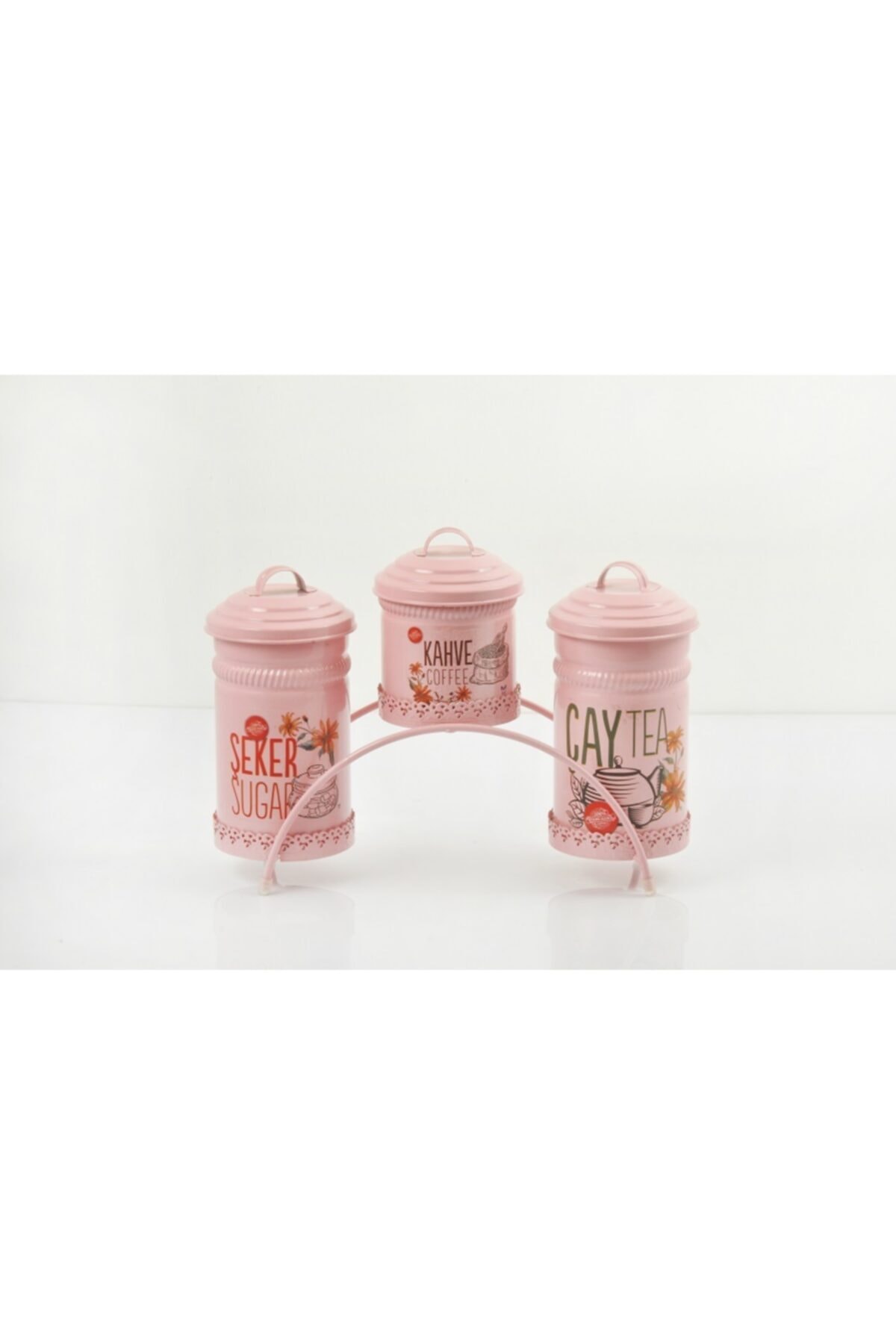 Pcs set Metal Bridge Standing Galvanized Pink Tea Coffee Sugar Storage Box