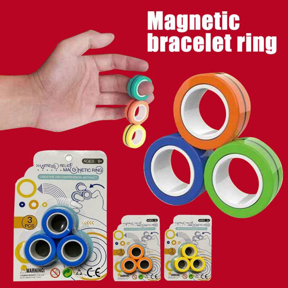 3Pcs Magnetische Armband Ring Kinderen Speelgoed Volwassen Decompressie Speelgoed Party Tonen Armband Ring Speelgoed