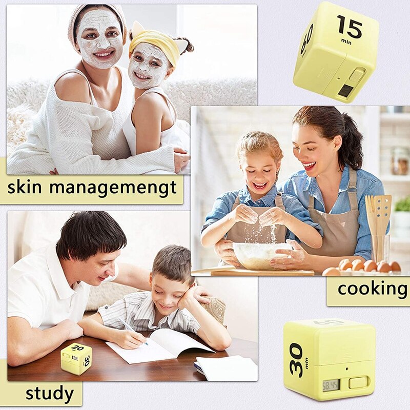 3 Pieces Cube Timer,Gravity Sensor,Flip Timer,Child Timer,Exercise Timer,Study Timer and Game Timer,for Time Management