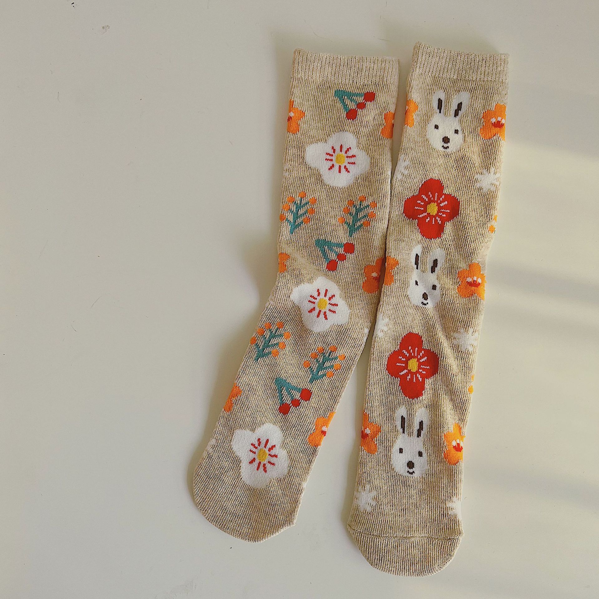 Calcetines con dibujos de conejos para niños y niñas, medias de primavera y otoño, 1 par: 3