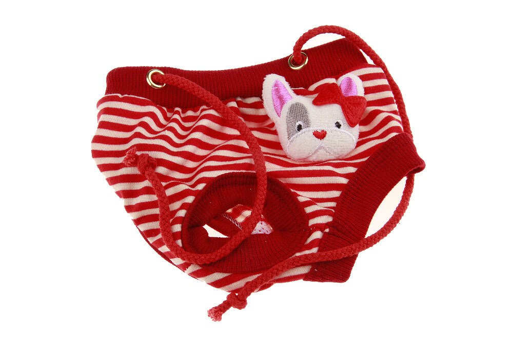 Pet Dog Physiological Panties Cartton Animal Sanitary Dog Shorts Panty Female Puppy Shorts Pant Diaper Cute Underwear: Red / L