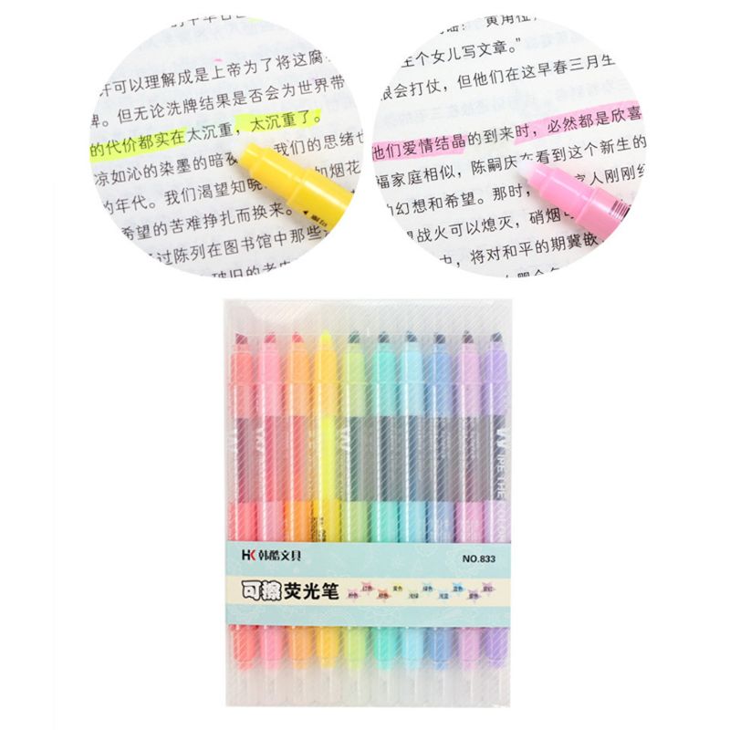 Rotulador que se puede borrar de doble punta, 10 Uds., rotulador de tiza líquida Pastel, marcador fluorescente, resaltador de Color