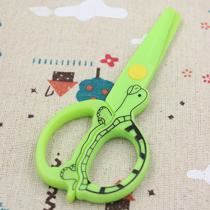 Cartoon Turtle Printed Plastic Scissors Stationery Paper Cutter Kids Safe Scissors Craft DIY Album Lace Shear Art School Supply