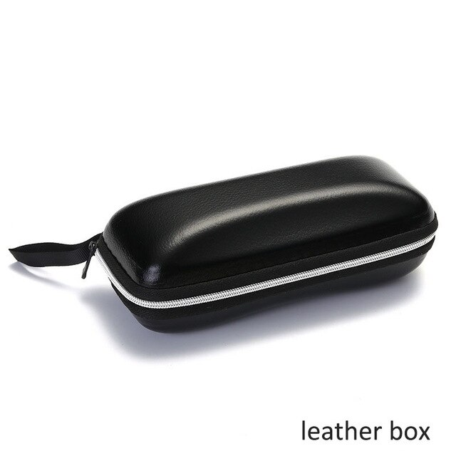 1Pcs Harde Rits Doos Draagbare Zonnebril Protector Travel Pack Bag Bril Case Black Eyewear Accessoires: leather box