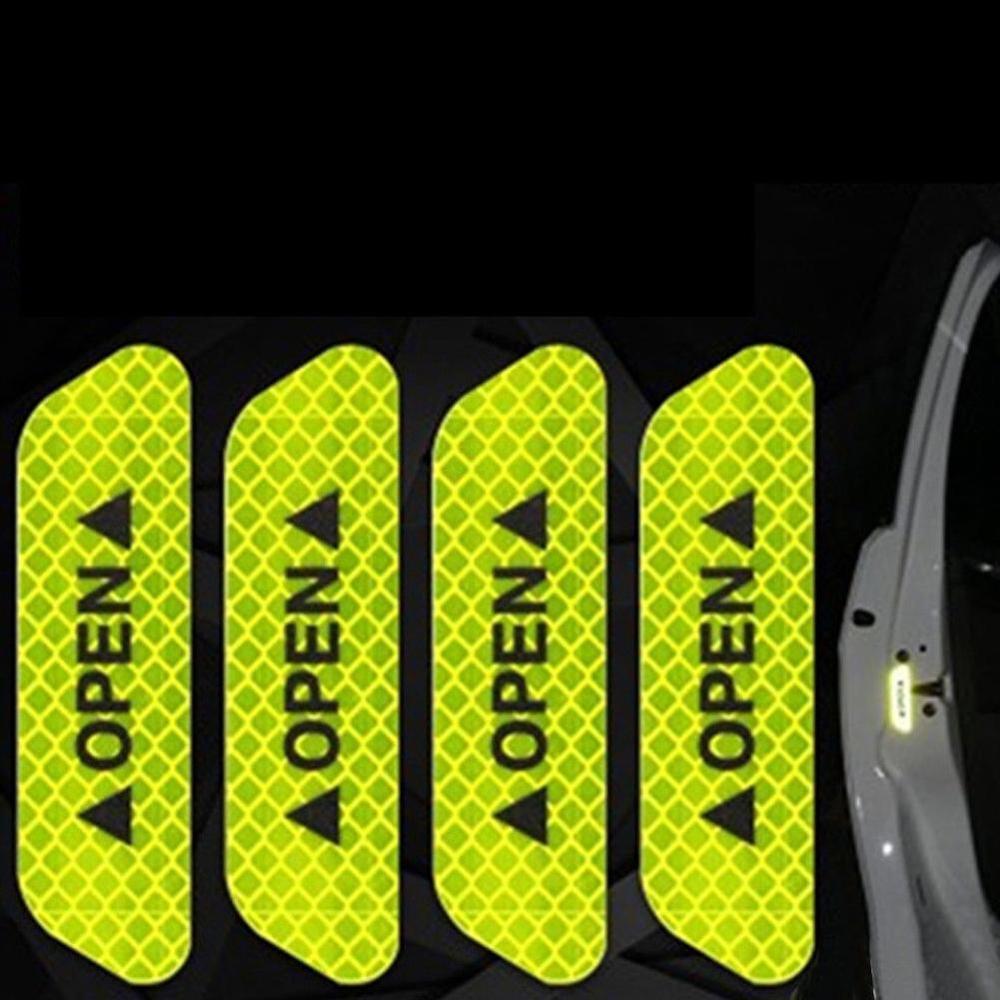 8 stuks autodeurstickers, waarschuwingstape, reflecterende autostickers, reflecterende strips, autostyling, 4 kleuren veiligheidsmarkering, autostickers